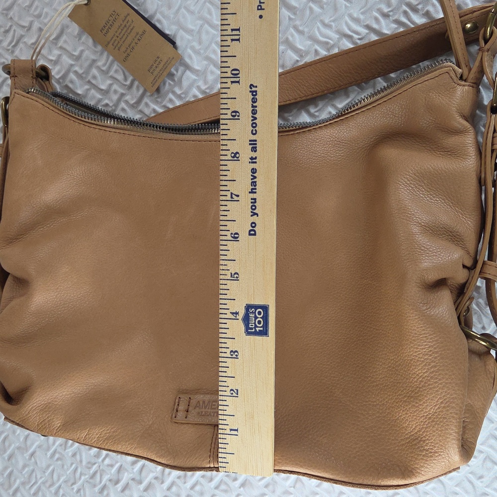 American Leather Co. Hudson Hobo Shoulder Bag. Tan Macadamia Color.NWT 9" Heigh. - Picture 15 of 16
